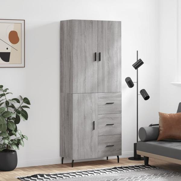 vidaXL Högskåp Grå Sonoma 69,5x34x180 cm konstruerat trä Grå