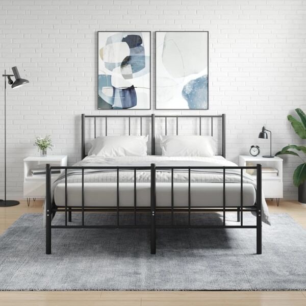 vidaXL Sängbord 2 st vit högglans 40x35x50 cm konstruerat trä Vit