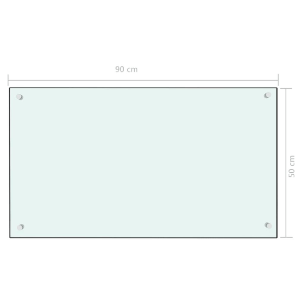 vidaXL Stänkskydd vit 90x50 cm härdat glas Vit