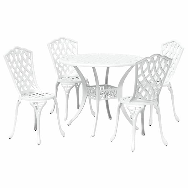 vidaXL Trädgårdsmöbelset 5 pcs Vit Aluminium Vit