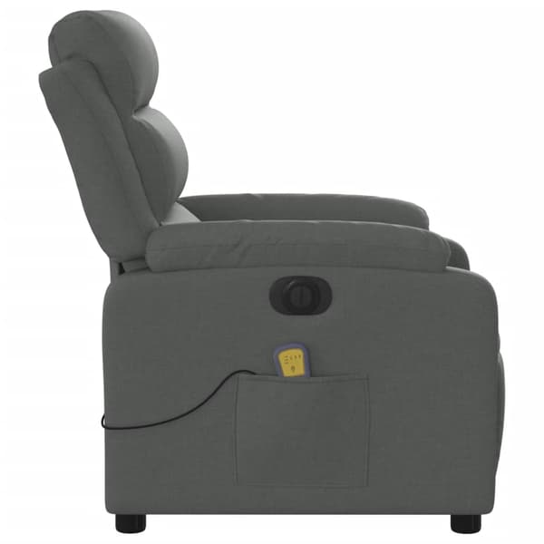 vidaXL Elektrisk massagefåtölj mörkgrå tyg Grå