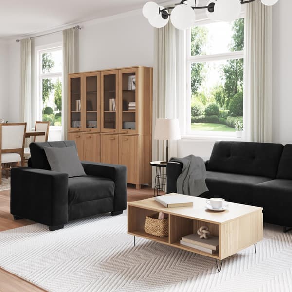 vidaXL Soffset 3 pcs Svart 221 x 80 x 80 cm Sammet Svart