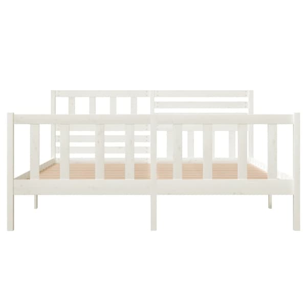 vidaXL Sängram vit massivt trä 140x190 cm Vit