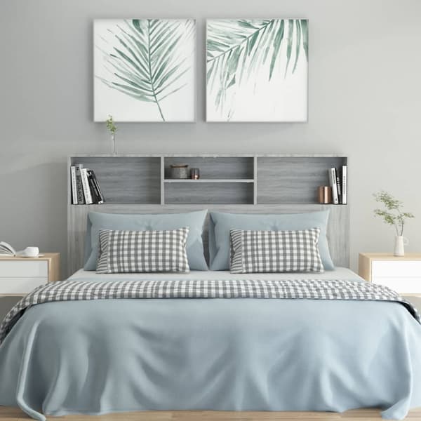vidaXL Sänggavel med förvaring grå sonoma 160x19x103,5 cm Grå