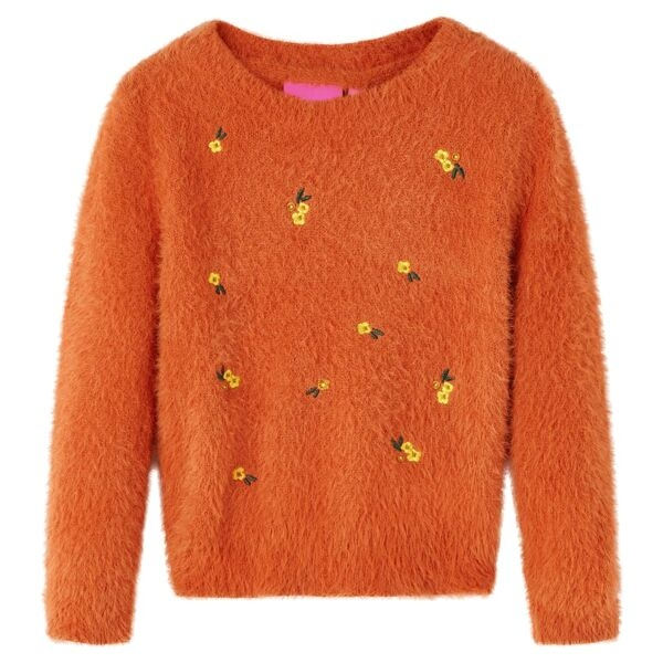 vidaXL Stickad tröja för barn orange 140 Orange