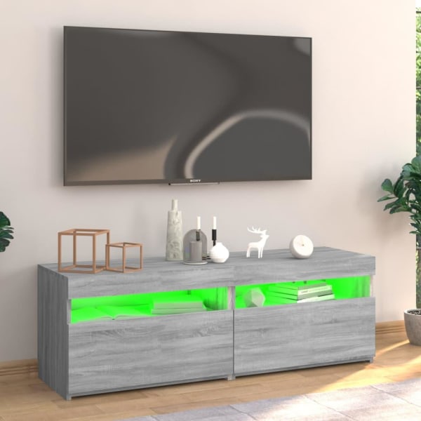 vidaXL TV-bänk med LED-belysning grå sonoma 120x35x40 cm Grå