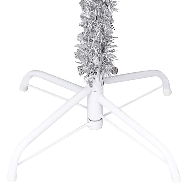 vidaXL Belyst plastgran med kulor silver 150 cm PET Silver
