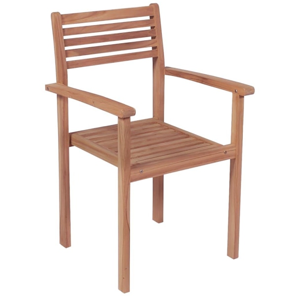 vidaXL Stapelbara trädgårdsstolar med dynor 6 st massiv teak Creme