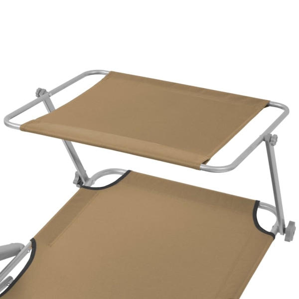 vidaXL Hopfällbar solsäng med tak stål taupe Taupe