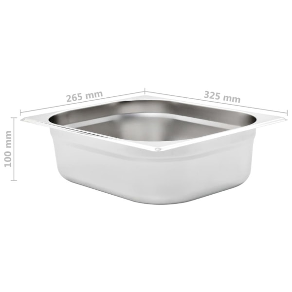 vidaXL Gastronormkantiner 4 st GN 1/2 100 mm rostfritt stål Silver