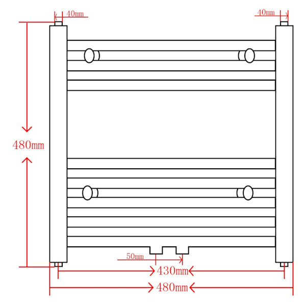 vidaXL Handdukstork centralvärme element rak svart 480 x mm Svart