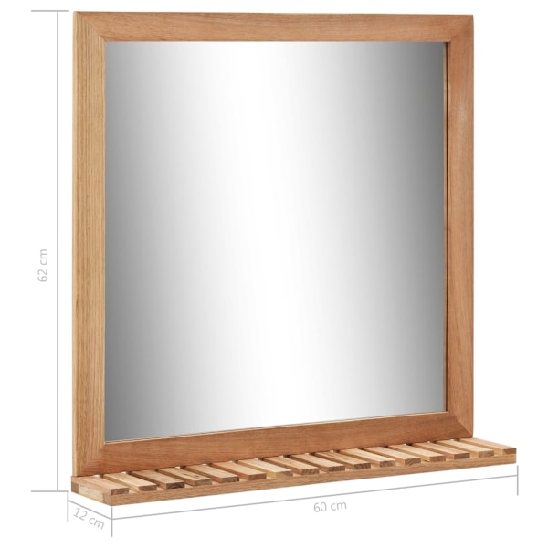 vidaXL Badrumsspegel 60x12x62 cm massivt valnötsträ Brun