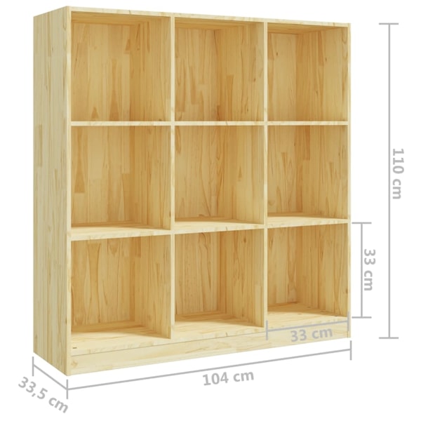 vidaXL Bokhylla/rumsavdelare 104x33,5x110 cm massiv furu Brun