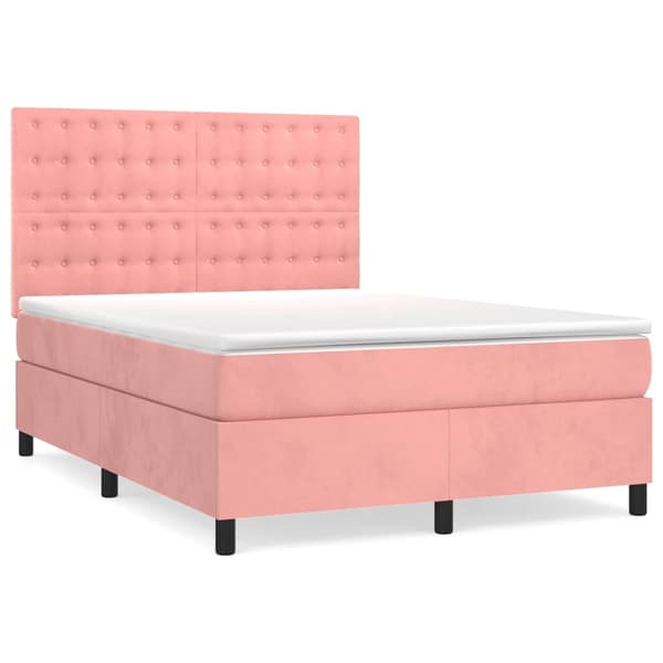 vidaXL Ramsäng med madrass rosa 140x200 cm sammet Rosa