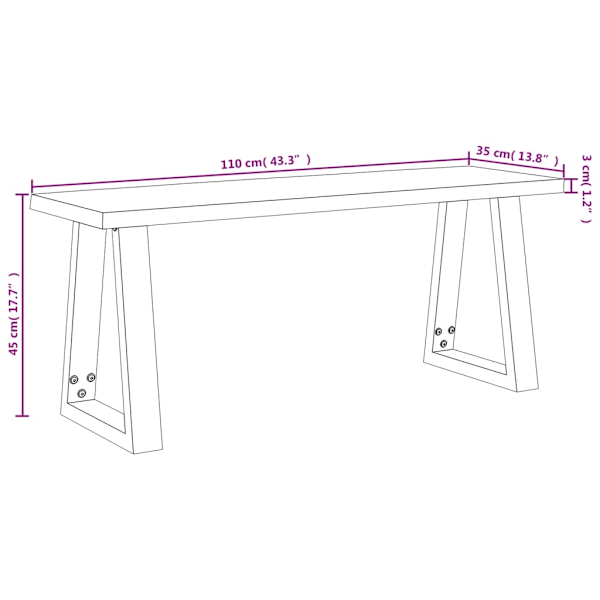 vidaXL Bänk med levande kant 110 cm massivt akaciaträ Brun