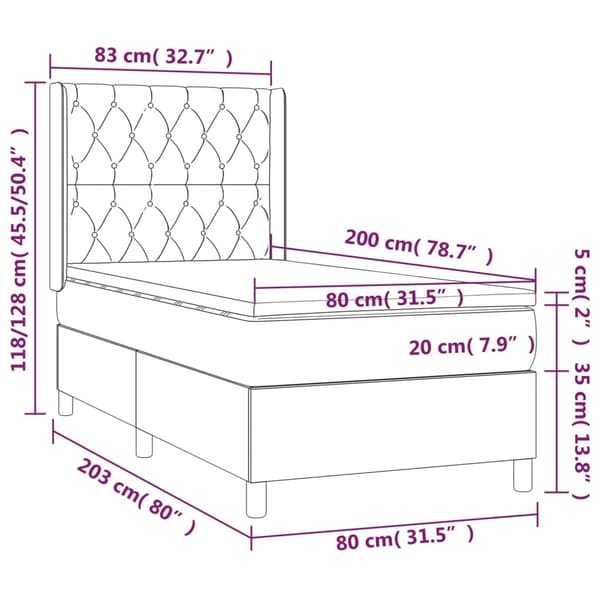 vidaXL Ramsäng med madrass mörkblå 80x200 cm sammet Blå