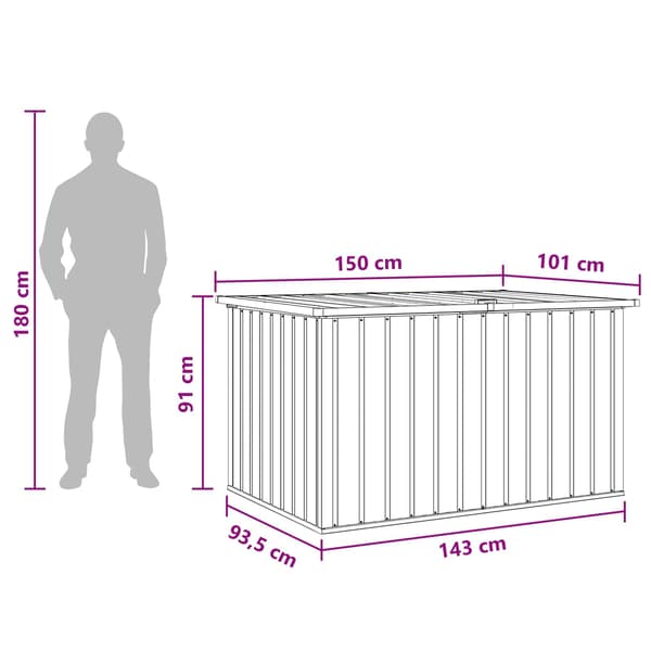 vidaXL Dynbox grå 149x99x93 cm grå