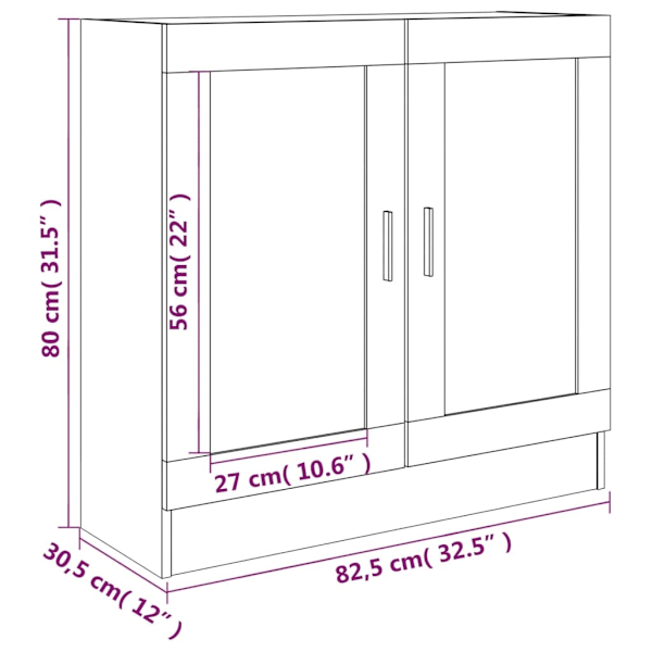 vidaXL Vitrinskåp grå sonoma 82,5x30,5x80 cm konstruerat trä Grå