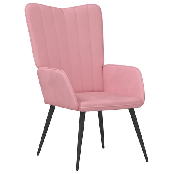 vidaXL Vilstol med fotpall rosa sammet Rosa