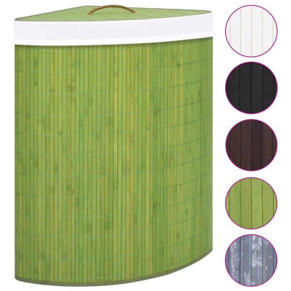 vidaXL Tvättkorg för hörn bambu grön 60 L Grön