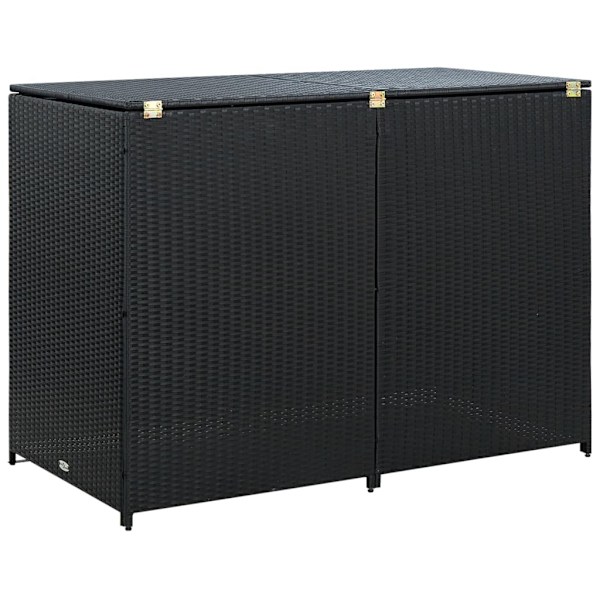vidaXL Skjul för 2 soptunnor konstrotting 148x80x111 cm svart Svart