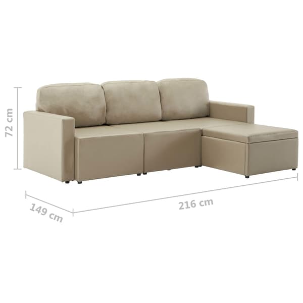 vidaXL Bäddsoffa modulär 3-sits cappuccino konstläder Brun