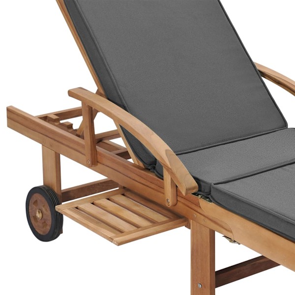 vidaXL Solsängar med dynor 2 st massiv teak mörkgrå grå