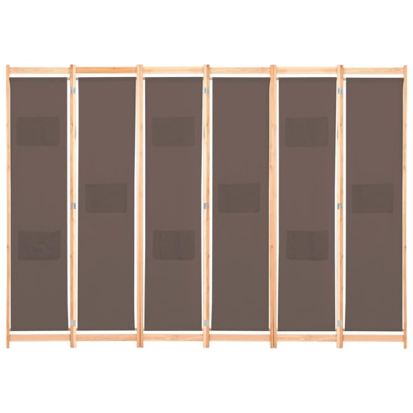 vidaXL Rumsavdelare 6 paneler 240x170x4 cm brun tyg Brun