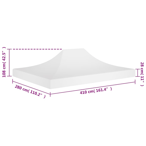 vidaXL Tak till partytält 4x3 m vit 270 g/m² Vit