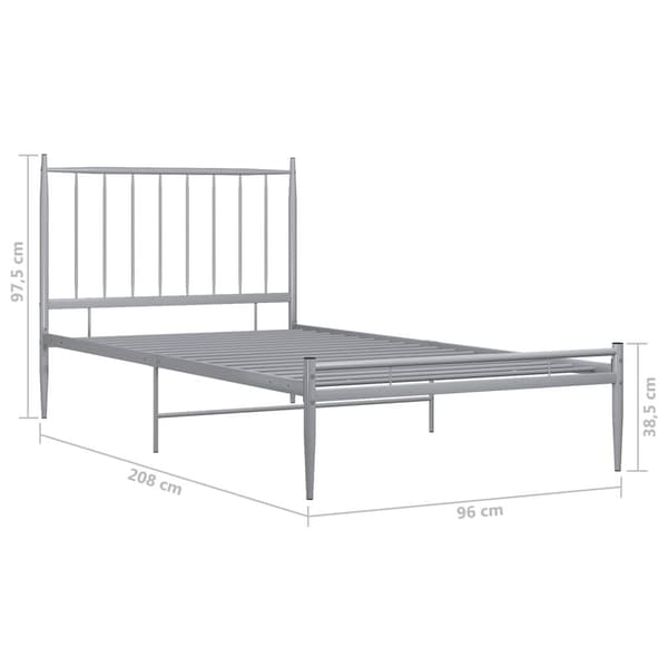 vidaXL Sängram grå metall 90x200 cm grå