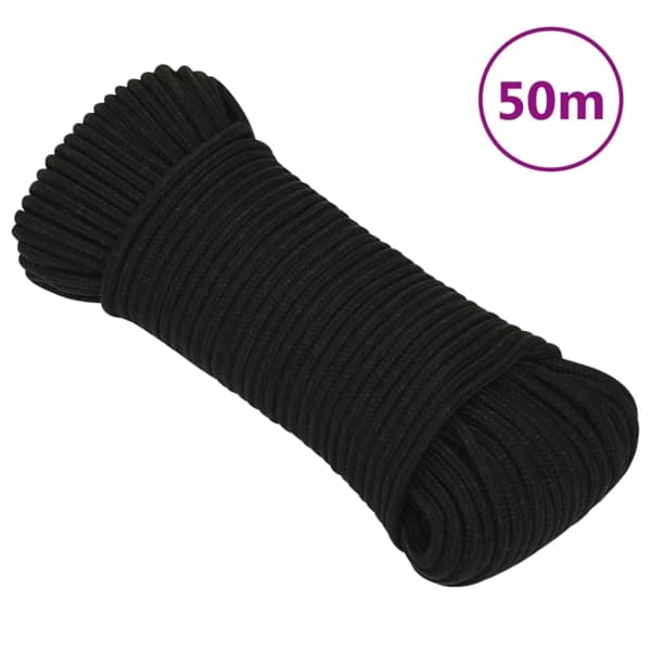 vidaXL Rep svart 5 mm 50 m polyester Svart