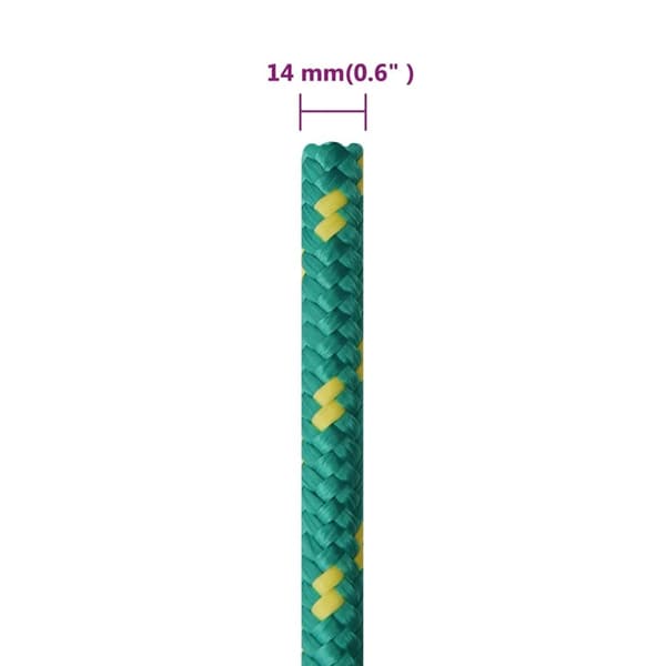 vidaXL Båtlina grön 14 mm 50 m polypropen Grön
