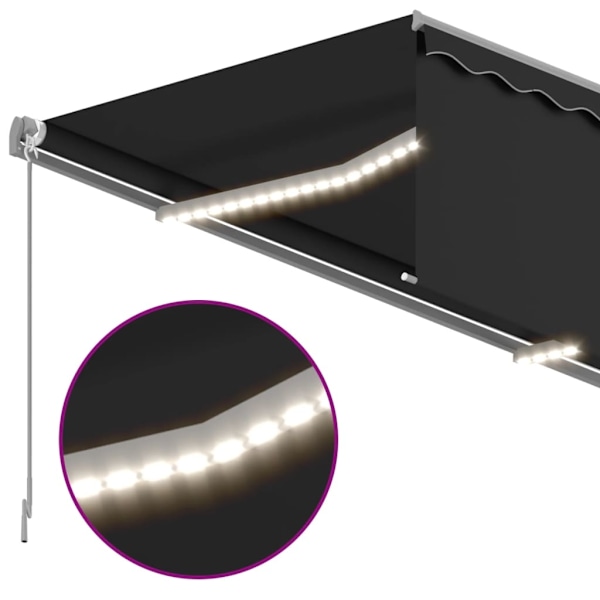 vidaXL Automatisk markis med vindsensor rullgardin LED 4x3 m antracit Antracit