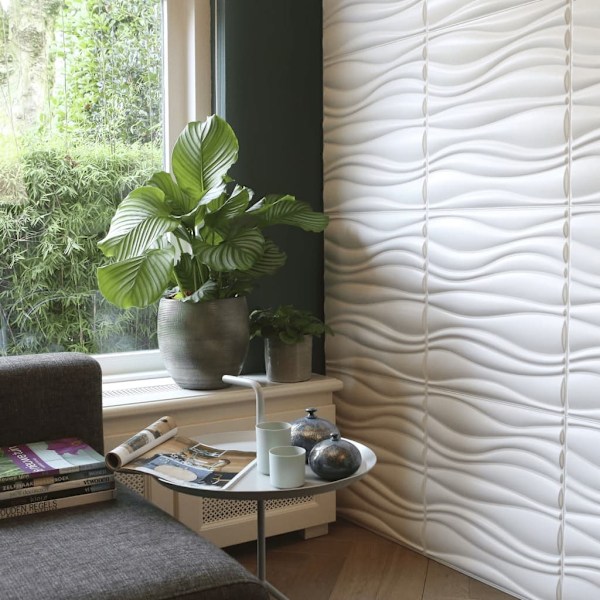 WallArt Väggpanel 3D Waves 12 st GA-WA04 Vit