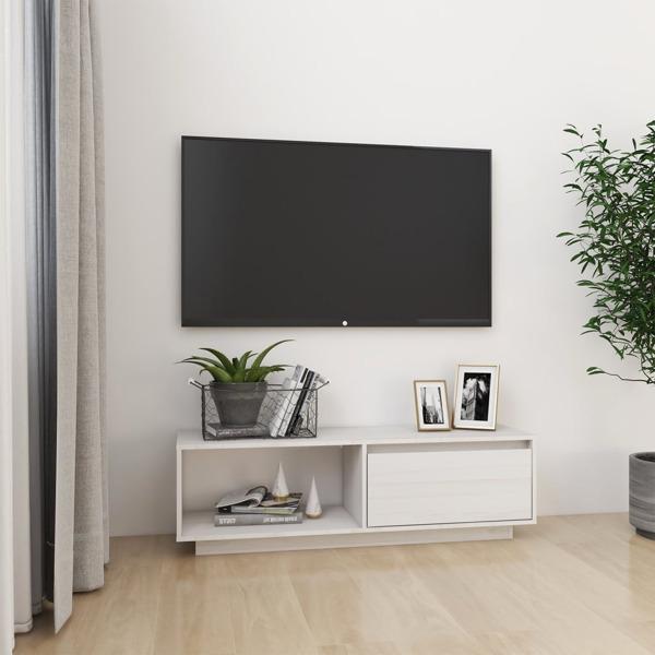 vidaXL Tv-bänk vit 110x30x33,5 cm massiv furu Vit