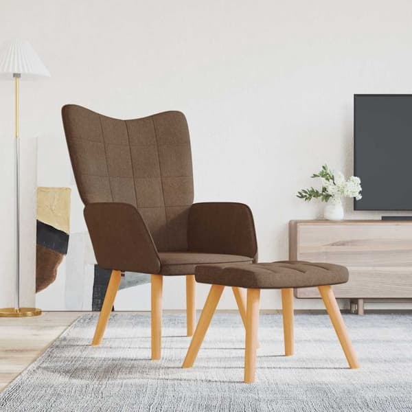 vidaXL Vilstol med fotpall brun tyg Brun