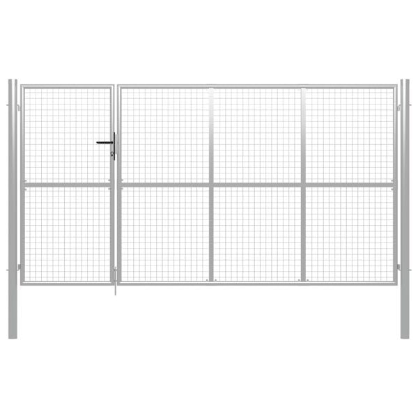 vidaXL Trädgårdsgrind stål 350x150 cm silver Silver