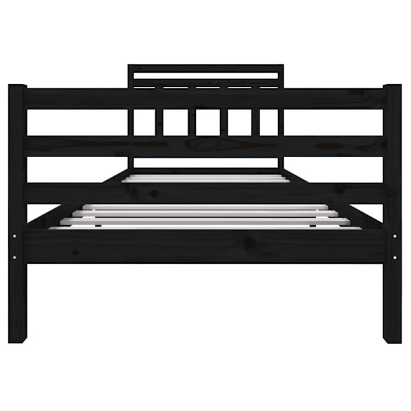 vidaXL Sängram svart massivt trä 100x200 cm enkelsäng Svart