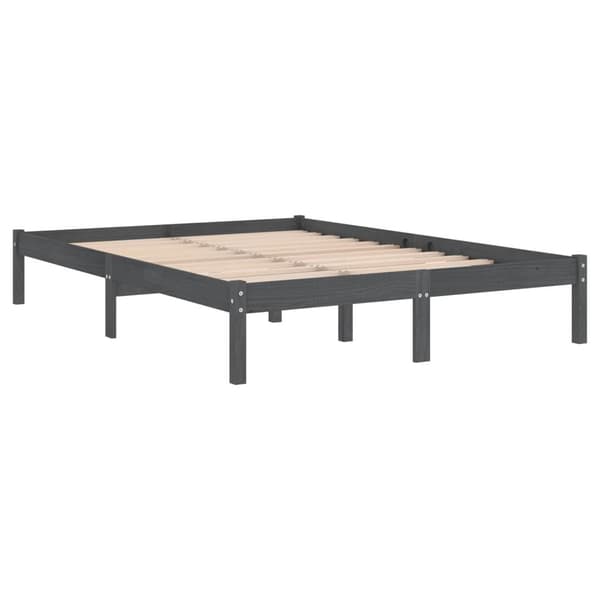 vidaXL Sängram grå massivt trä 140x190 cm Grå