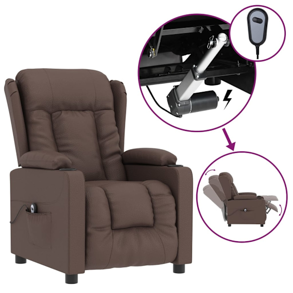 vidaXL Elektronisk reclinerfåtölj brun konstläder Brun