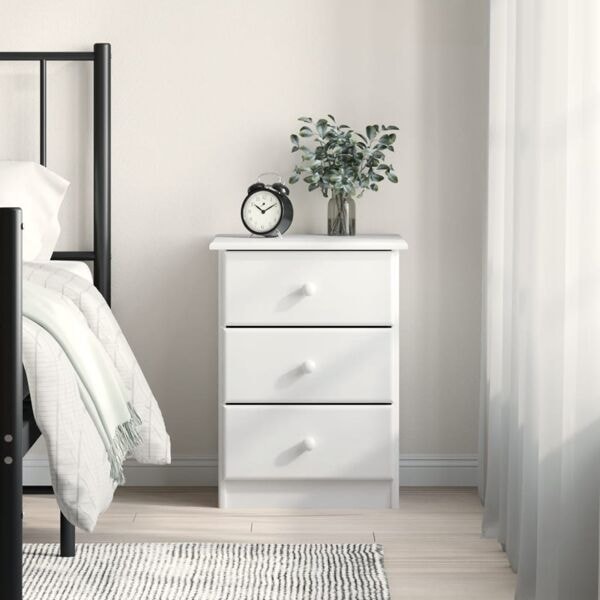 vidaXL Sängbord ALTA vit 41x35x55,5 cm massiv furu Vit