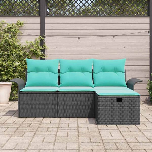vidaXL Trädgårdsoffset 4 st Poly rattan Brun