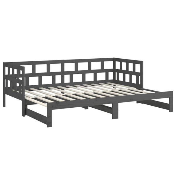 vidaXL Bäddsoffa grå massiv furu 2x(90x200) cm Grå