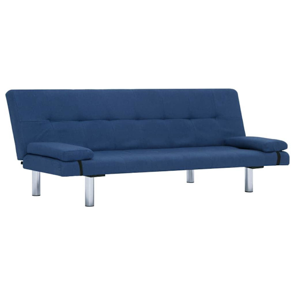 vidaXL Bäddsoffa med två kuddar blå polyester Blå