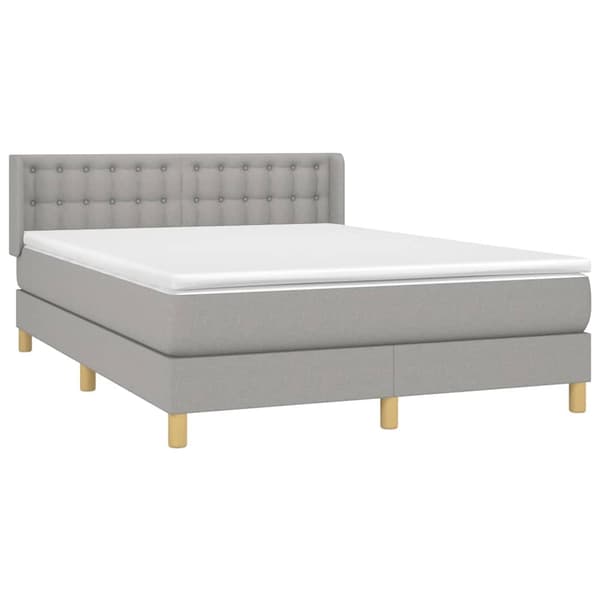 vidaXL Ramsäng med madrass ljusgrå 140x200 cm tyg Grå