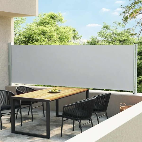 vidaXL Infällbar sidomarkis 140x600 cm grå grå