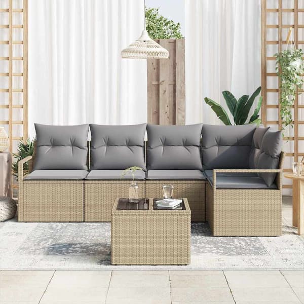 vidaXL Soffset 6 st Beige konstrotting Beige