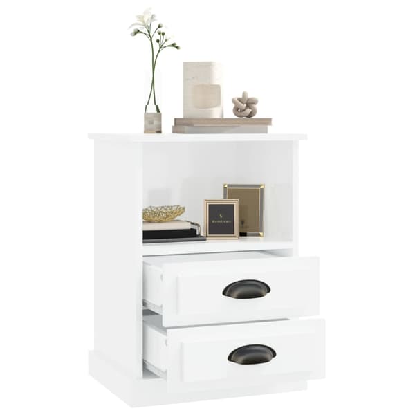 vidaXL Sängbord vit högglans 43x36x60 cm Vit