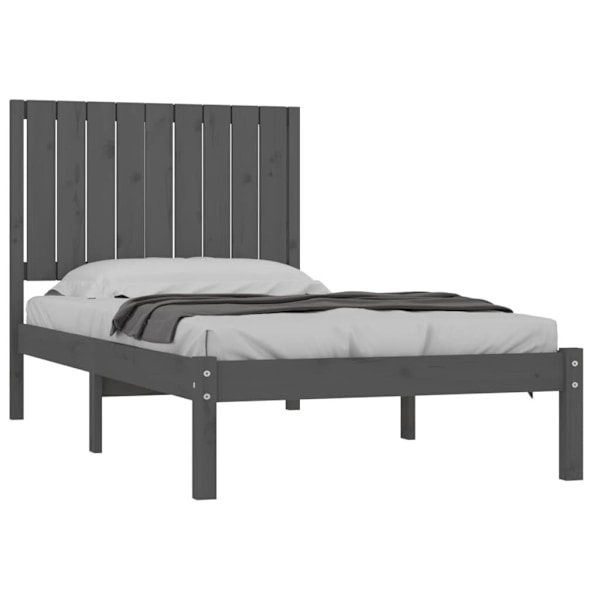 vidaXL Sängram grå massiv furu 90x200 cm Grå