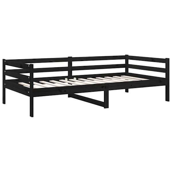 vidaXL Dagbädd svart 90x190 cm massiv furu Svart